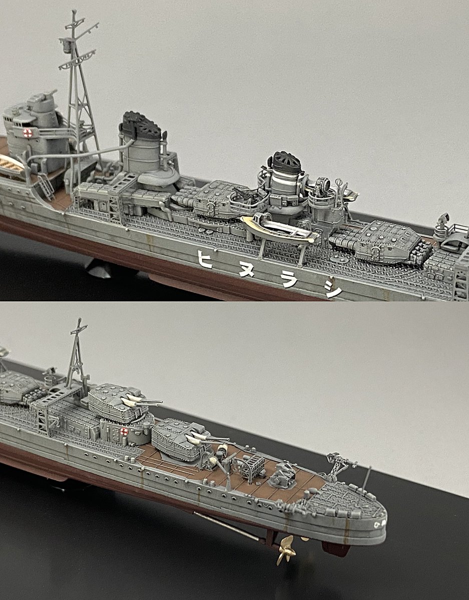har36600's tweet photo. 駆逐艦　不知火　完成しました。
使用キットはピットロード製W213 1/700 日本海軍 駆逐艦 陽炎 就役時(ハイディテール版)
#ピットロード
#艦船模型
#陽炎型 https://t.co/MBviFUDU2x