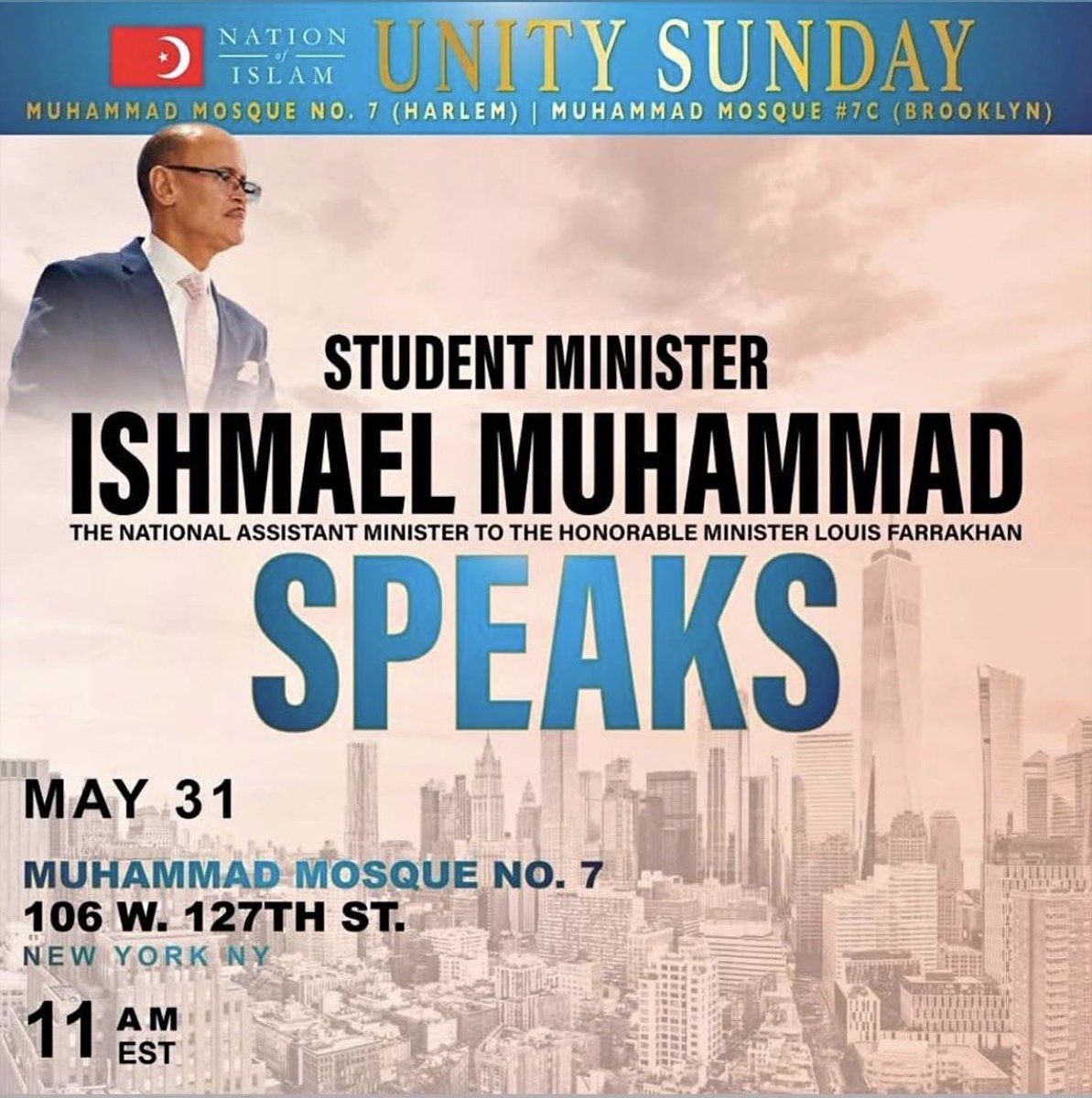 minishmael's tweet photo. If you are on the east coast or in the New York area, we would be honored to have you join us for “Unity Sunday”!

Be my guest and visit us in Harlem…

📍 106 W. 127th st., New York, NY

#NOISundays https://t.co/WVpzdFe4Kp
