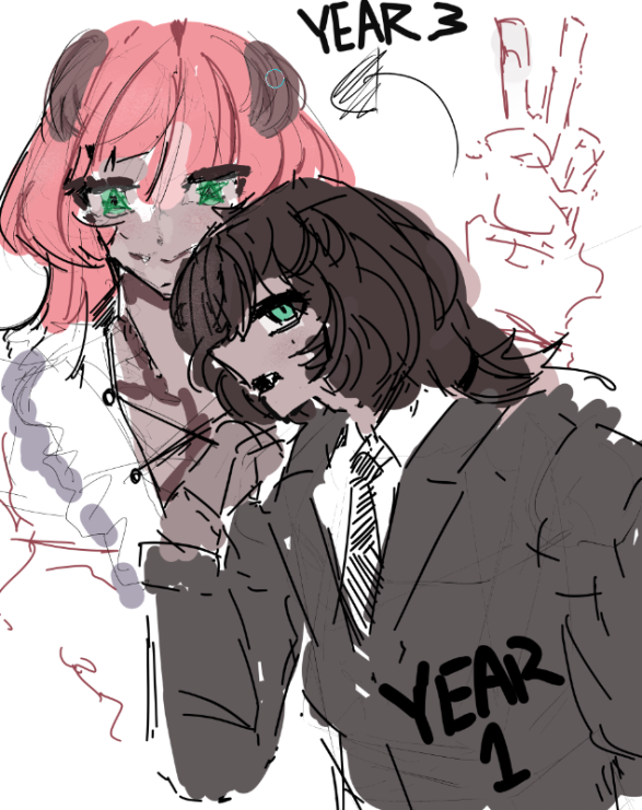 Wallet_66's tweet photo. Todays sketch. 
Trainer during year 1 and year 3 of their umas career (most likely) https://t.co/rMoB3tk8TP