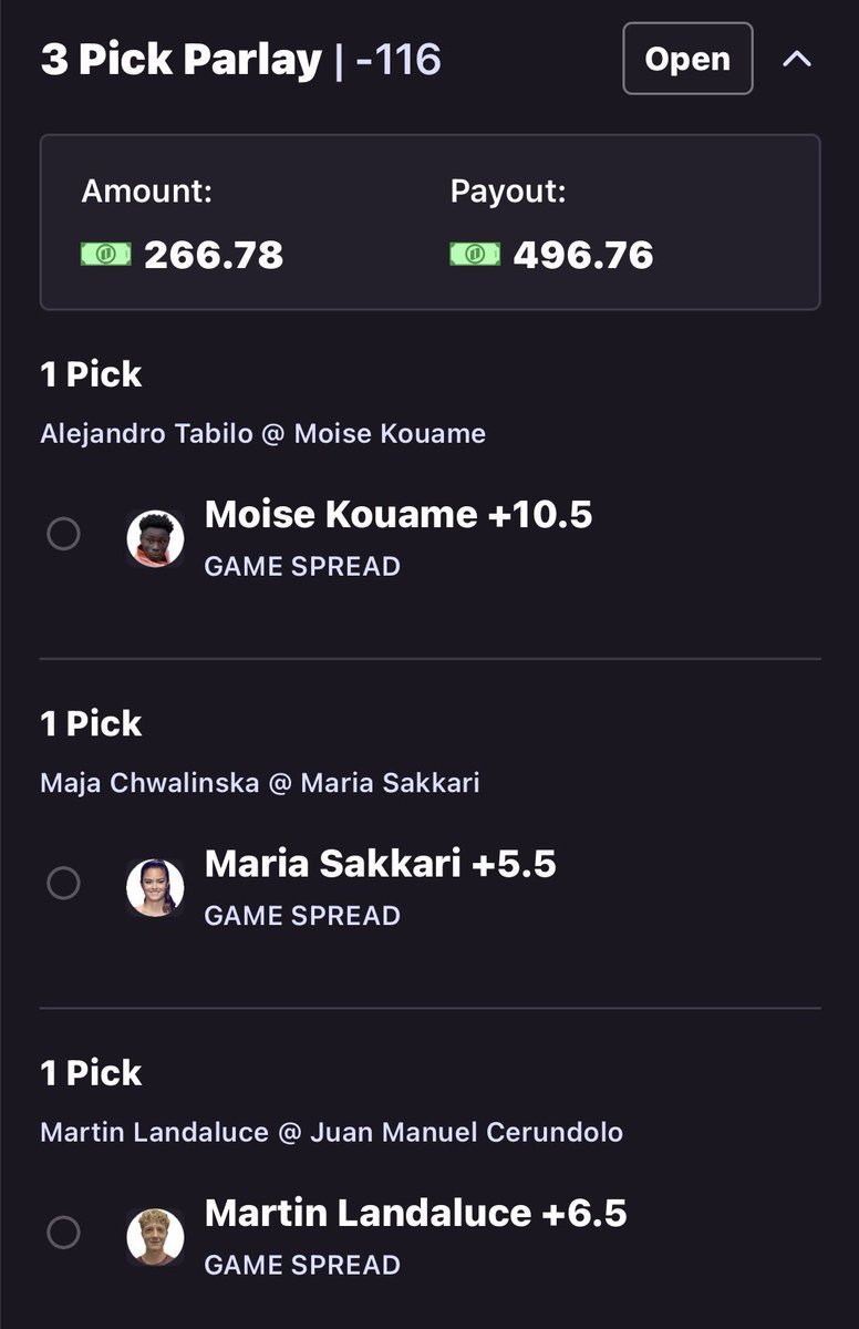 BreakPointLocks's tweet photo. TENNIS BANKROLL BUILDER🔨

→ Moise Kouame +10.5 (alt spread)
→ Maria Sakkari +5.5 (alt spread)
→ Martin Landaluce +6.5 (alt spread)

Make a 9-5 pay with this slip❤️. https://t.co/avkay0cVld