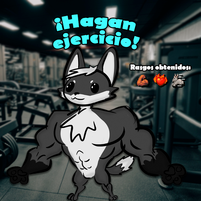 ElPool__'s tweet photo. Recuerden hacer ejercicio pib@s 💪
*Se salta el día de pierna épicamente.* 

🎨: @F0X_VT 🦾🦊 https://t.co/nTxaYMLLmd