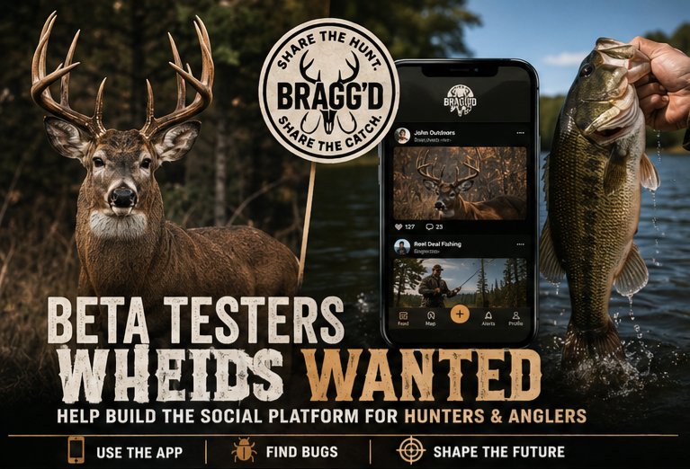 Braggd_app's tweet photo. Beta Testers Wanted!
Bragg'd is looking for hunters, anglers, and outdoor enthusiasts to help test our new social platform. Use the app for 2 weeks, report bugs, and help shape the future of the outdoor community.
Comment "BETA" or DM #ShareTheAdventure #Hunting #Fishing https://t.co/9UJifn0378