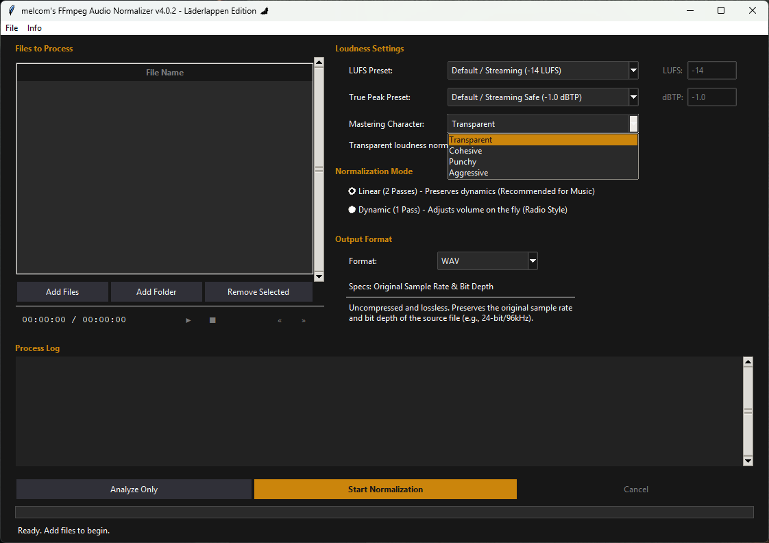 melcom_'s tweet photo. FFmpeg Audio Normalizer v4.0.3 - Läderlappen Edition 🦇

This release includes multi-track normalization fixes, stability improvements, improved progress handling, and dynamic themes for both light and dark modes.

💾 Download:
https://t.co/FTxW9NWlXW

#Demoscene #Music #FFmpeg https://t.co/HZWMDHqJNL