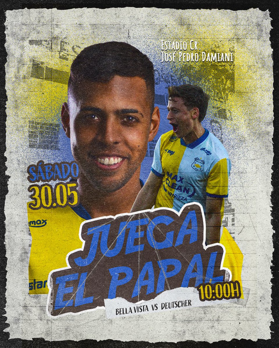 CABellaVista's tweet photo. 🫵 𝗛𝗢𝗬 𝗝𝗨𝗘𝗚𝗔 𝗕𝗘𝗟𝗟𝗔 𝗩𝗜𝗦𝗧𝗔

Nos vemos en el Damiani, Papales. Todos juntos. 

#GarraYCalidad | #SomosBellaVista🟡⚪️ https://t.co/8Jc2uynNVj