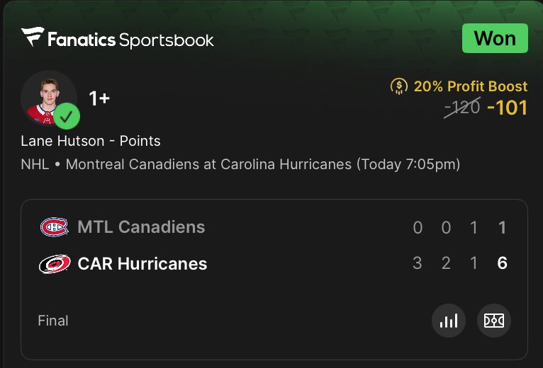 2Bros1Pick's tweet photo. Play of the day cashes ✅

Only goal of the game for the Habs and its a cash from the model 💰

Like / Follow if you tailed 💎 https://t.co/lfxBTksW6x