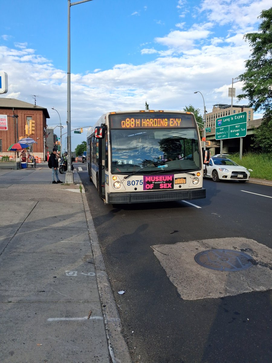 ShadowKGrant's tweet photo. Here is an NYCT MTA 2011 Volvo/Nova Bus LFS (Model LF40102) 8075 on the Queens Center Mall bound Q88 approaching Horace Harding Expy &amp; 108th St. https://t.co/BcHZM7V1Zw