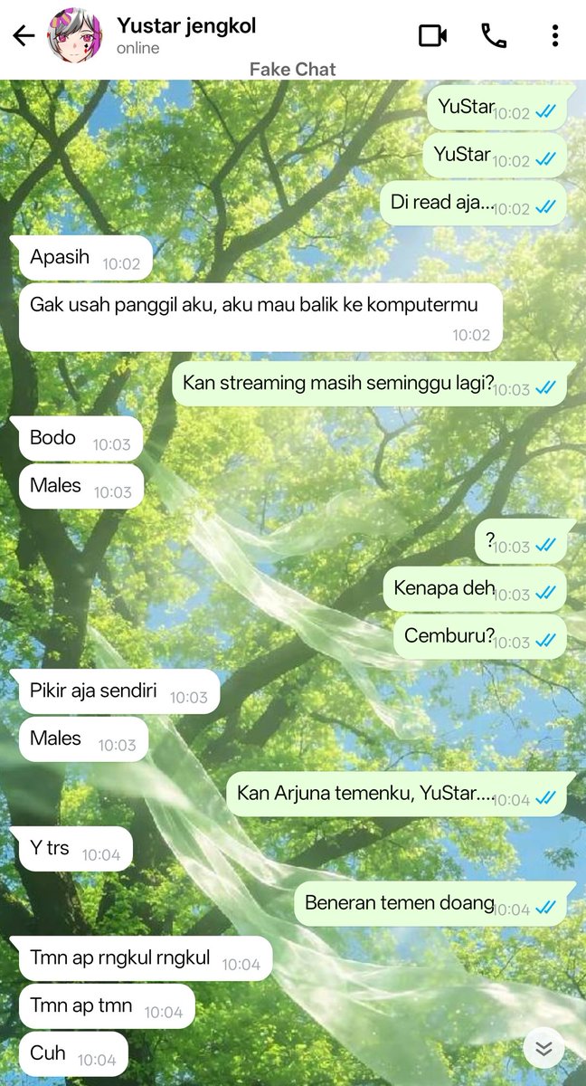 Simfonipetang's tweet photo. Wantwit saja #notenote πΎπ΅ dari universe "Avatar Vtuberku Jadi Hidup?!"
YuStarβ
cemburuan mampus dan suka ngomel tapi gampang banget luluh. https://t.co/lrmuRW5rAm