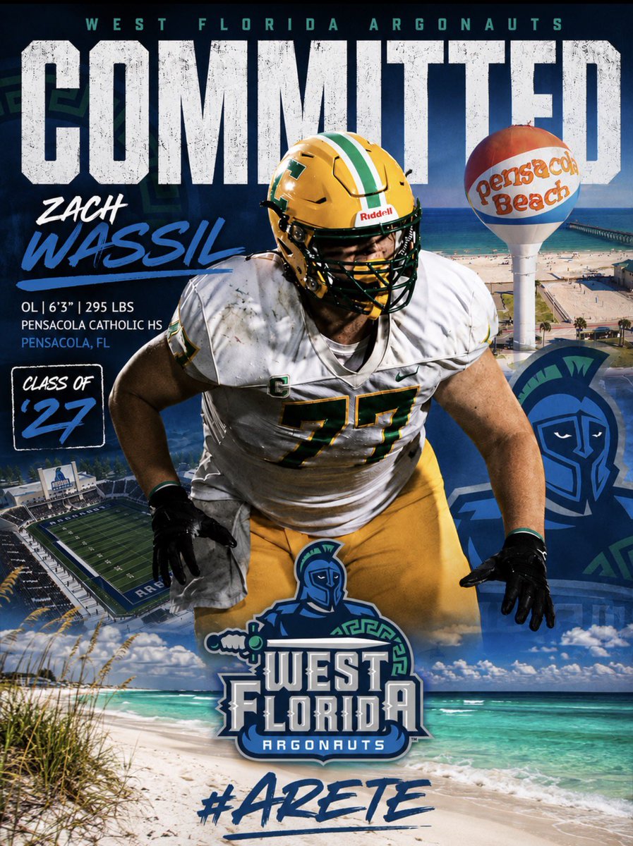 ZachWassil's tweet photo. After an amazing visit and camp, I am excited to announce my commitment to the University of West Florida!!! First D-I commit in program history!!! #ARETE @CoachKNobles @ssaulnier1 @coach_dbaker @Rhunt05 @UWFFootball @ccrusadersfball @CoachWassil @Coach_Ty_Alt @BobbyClayton75 @Coachdrewfrench @EdwardsCBS @jfitzgerald52