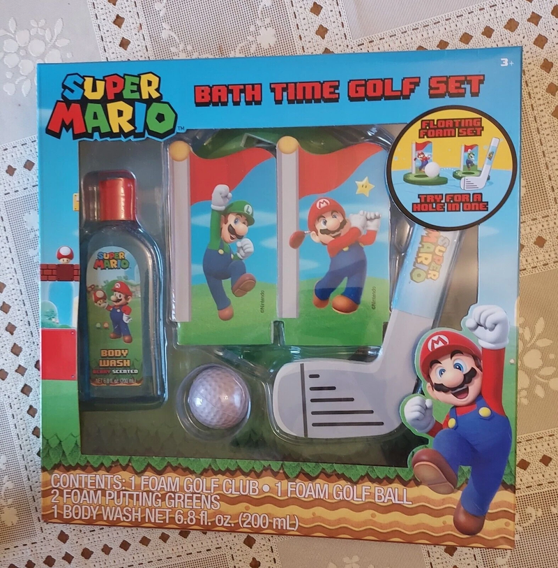 SuperMarioFact's tweet photo. After the player attaches two standees to the holes, the player swings their golf club to hit a foam golf ball in an attempt to get the ball into one of the holes. The game encourages the player to get a hole-in-one. https://t.co/Pe6K930XR3