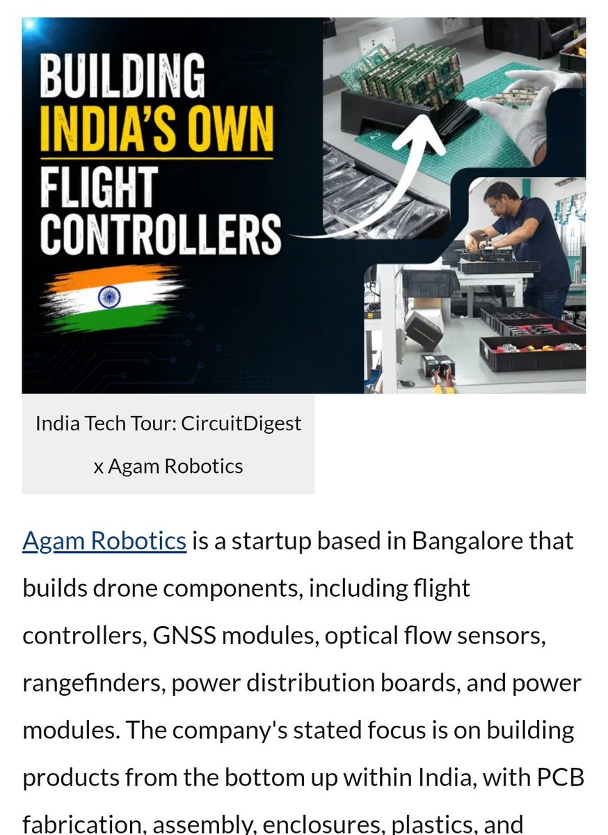 karthikRanga92's tweet photo. It's finally here!

What you see in the video below is the full drone with all our avionics designed and manufactured in India.
This was to be our AgamFrame7 launch but due to editing delays, we had to launch and showcase it.
Thanks to @CircuitDigest  for covering @AgamRobotics https://t.co/vvu5c7qUxk