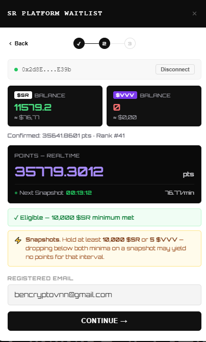 bencryptovnn's tweet photo. Kiếm Point dự án @StrikeRobot_ai như nào?

Ở trang chủ của StrikeRobot có mục "Join Waitlist"
Đây là điều kiện bắt buộc để tham gia Airdrop Epoch 3

▪️Chỉ khi anh em Hold tối thiểu 10,000 $SR hoặc 5 $VVV thì hệ thống mới bắt đầu tính điểm nhé

▪️Bất cứ khi nào anh em không đủ điều kiện nhận điểm thì hệ thống tính điểm sẽ dừng, và cứ mỗi 15 phút thì nó sẽ Snapshot 1 lần nha 

=> Hiện tại mình đang hold 11k token và có:
   >Tổng 36k point
   >Nhận 76 point/phút
   >Xếp hạng thứ 41

Kèo này sang mùa 3 có vẻ khá fomo khi mình tụt tận 10 rank so với mùa 2, giá $SR vẫn giữ ở mức ổn, cứ tụt là dev lại kéo lên :D.

Còn tận 56 ngày để chiến kèo này, hy vọng bú được như  con hàng RIVER :D
