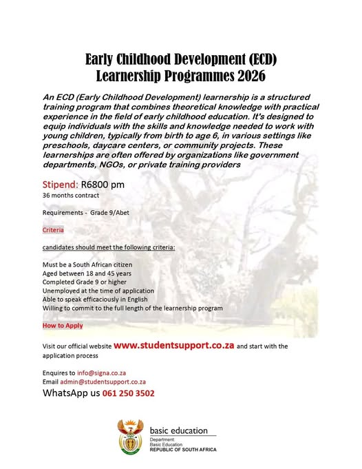 NthabelengDlam3's tweet photo. ECD LEARNERSHIP PROGRAM
WhatsApp 061 250 3502
Online application form: https://t.co/zCZ2iN1P4g https://t.co/EIpOqEnGD4