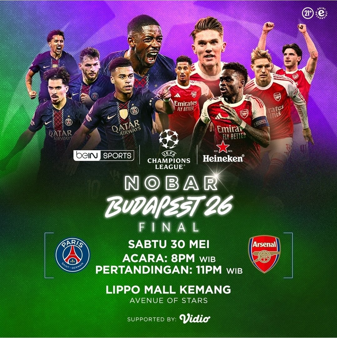 cwerebahan's tweet photo. Dinginnya Heineken, serunya BEIN, dan sengitnya Final UEFA Champions League. Kombinasi sempurna! 🍻 Datang ke Kemang Village mulai jam 8 malam dan nikmati experience nobar yang beda dari biasanya.
#HeinekenID #Heineken #FansHaveMoreFriends https://t.co/rz3XHWbs1w