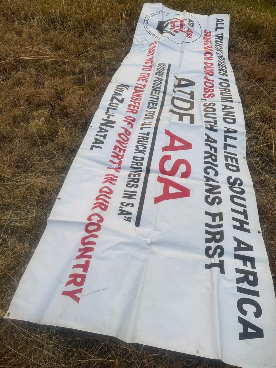 DasenThathiah's tweet photo. An ATDF-SA leader and two others have been arrested near Bergville for inciting violence this morning. 

It comes after a group was spotted stopping trucks on the N3.

They fled when police noticed them but left their bakkie behind. 

Officers found an ATDF-SA banner and stones inside the vehicle, which belongs to an ATDF-SA leader. 

He was caught when a VW Polo - with two truck drivers - arrived to rescue him.

All three were arrested. 

The SAPS is also investigating the possibility that the national office bearer is linked to a stoning incident near Colenso, just before his arrest. 

More charges could be added.

@eNCA 

📸 | @SAPoliceService