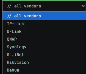encrypted_past's tweet photo. Vendors++
Added:
 GL.iNet
Hikvision
Dahua

Not all of them encrypt, but nice to have.
https://t.co/eMD7qL6Nhp https://t.co/CRlgjKoIJU