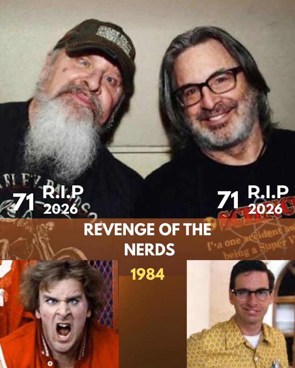 LegendsReel's tweet photo. We lost both of them this year 2026. 💔

And suddenly… this photo feels a lot heavier.

For anyone who grew up in the 80s, you don’t just see two actors here.

You see memories.

Revenge of the Nerds.
Movie nights.
Cable reruns.
Quoting scenes with friends.
Laughing at characters that somehow became part of pop culture forever.

Donald Gibb gave us OGRE.
Robert Carradine gave us Lewis Skolnick.

Two completely unforgettable characters.
Two faces instantly tied to an era.

Back then, we never imagined one day we’d be looking at this photo like this.

But here we are.

A reminder that time moves faster than we think… and the people who helped shape our favorite memories won’t be here forever.

Still… the laughs, the scenes, the nostalgia?

That never leaves.

Rest in peace, Donald Gibb and Robert Carradine. 💔

#RevengeOfTheNerds #DonaldGibb #RobertCarradine