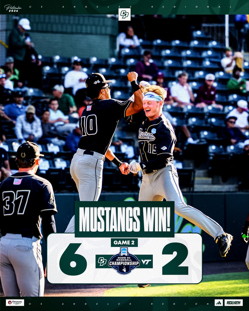 CalPolyBSB's tweet photo. Setting the tone early 👊

The Stangs advance to the winners’ bracket! 

#RideHigh https://t.co/UOyZ7vGf07