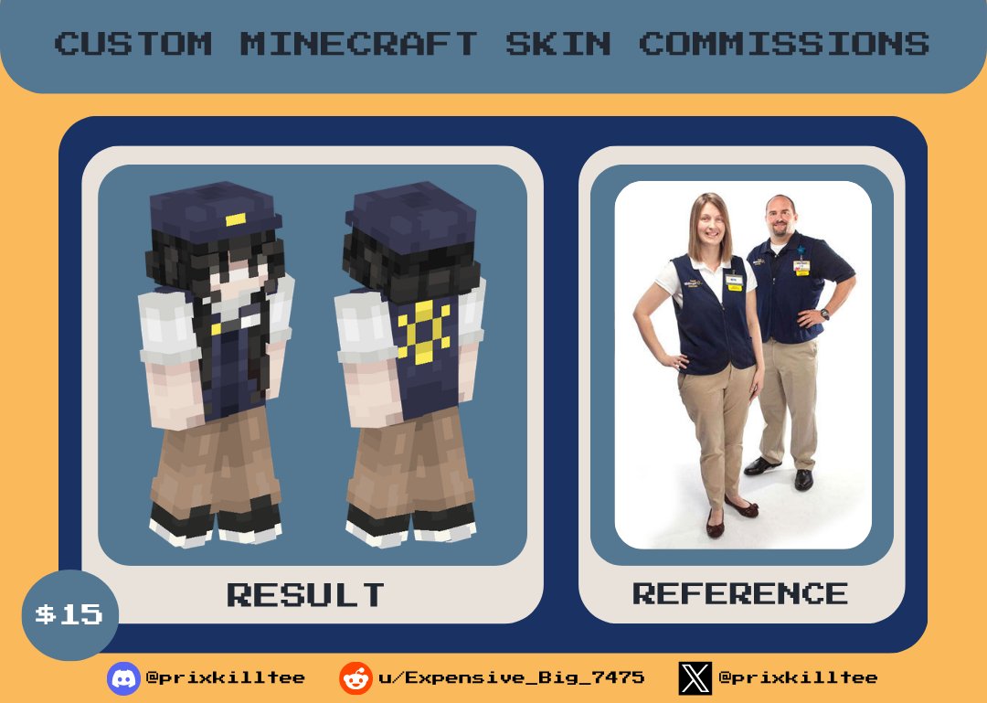 prixkilltee's tweet photo. minecraft skin commissions are OPEN!! only $15!

below are some example sheets

#minecraft #minecraftskin #pixelart #blockbench #commissions https://t.co/FAIQnqGpOC