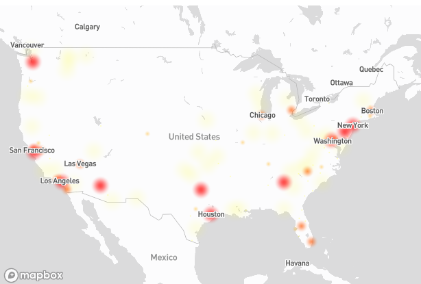 ScopeReport_'s tweet photo. NOW: Bank of America is down for many users, according to outage reports on DownDetector. https://t.co/MoKpUb2CO6