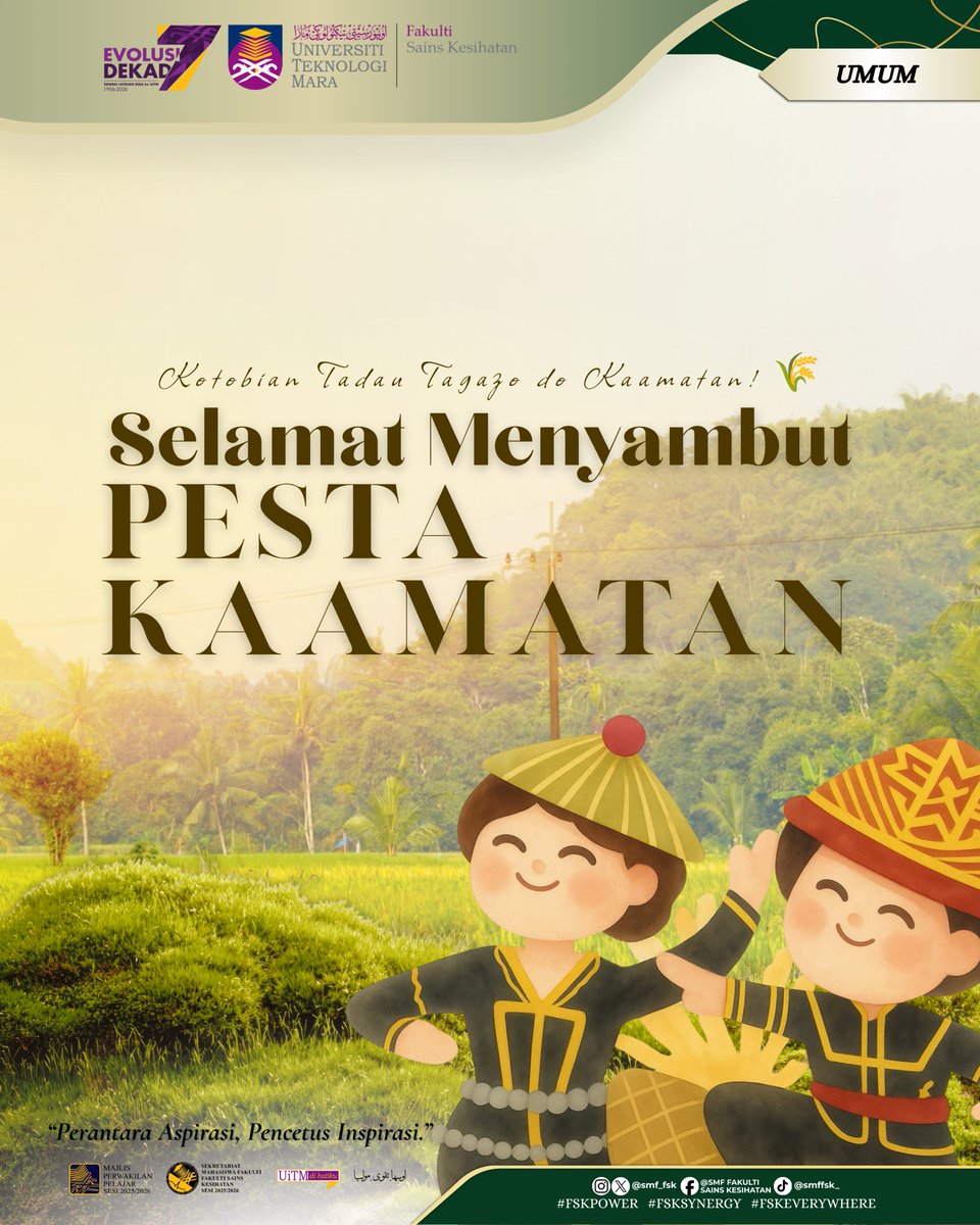 SMF_FSK's tweet photo. SABTU | 30 MEI | UMUM

Assalamualaikum W.B.T
Salam Sejahtera
Salam UiTM Di Hatiku.

[SELAMAT MENYAMBUT PESTA KAAMATAN] https://t.co/ExNjcy8dGi