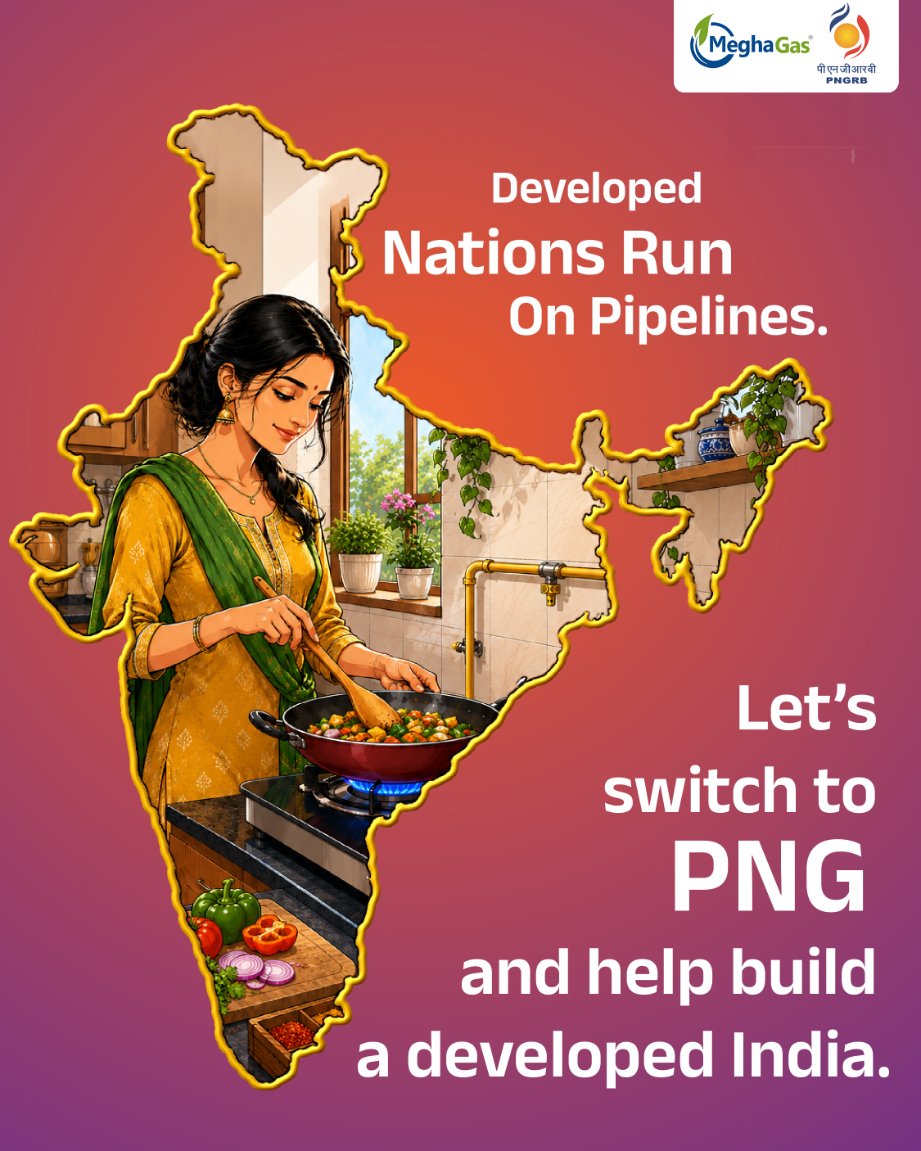 meghacitygas's tweet photo. Todayโs fast-moving life needs energy that never stops.โ
Thatโs why developed nations rely on pipeline networks -and India is rapidly embracing the same future with PNG.โ
#NonStopZindagi #CleanEnergyLife #CleanEnergyMovement #PNGDrive #SwitchToPNG #SmartGasConnection #PipelineGasLife #PNGRB #DomesticPNG #SafePNG โ#PNG #NaturalGas #MeghaGas #MCGDPL #MEIL #MeilGroup #MeghaEngineering
@PNGRB_