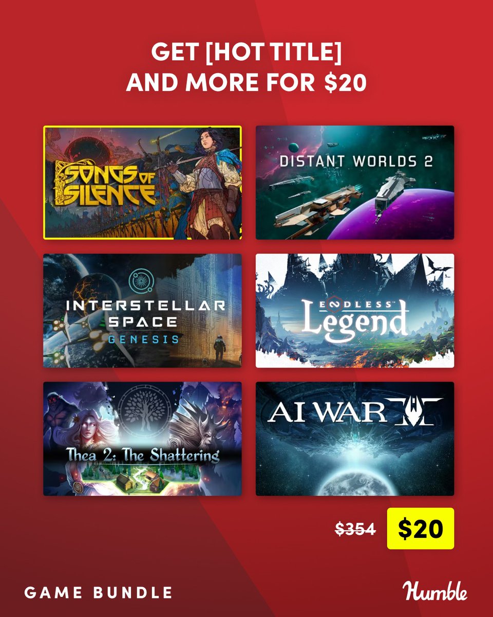 humble's tweet photo. Devise a strategy and execute in the 4X: Xplore, Xpand, Xploit, Xterminate bundle!

- Songs of Silence
- Distant Worlds 2
- Interstellar Space: Genesis
- and more! Supports @directrelief | https://t.co/Lx6CR8tBMN https://t.co/SoKl6veqFE