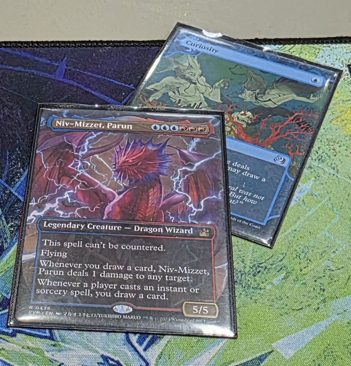 selinye's tweet photo. Did I win tonight playing Valgavoth, Terror Eater (mono black) with the Izzet Niv-Mizzet, Parum &amp; Curiosity infinite combo?

Yes.

I triggered it by casting a spell off my deck with Bolas's Citadel. 

So wild. https://t.co/3hSekFjku6