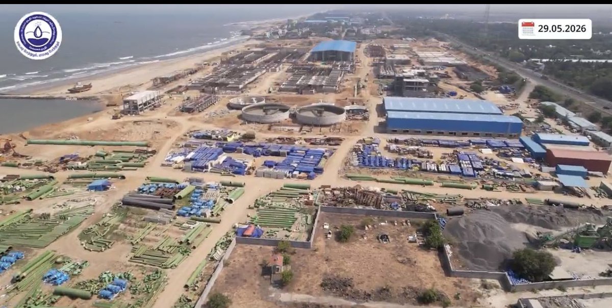 UpdatesChennai's tweet photo. Status of India's largest and world's 8th largest 400MLD Desalination plant being built at Perur. Chennai would get 700+ MLD of drinking water just from
desalination when it's complete... #Chennai #Projects 🏗️🚰💧 https://t.co/qhCWXFhBjV