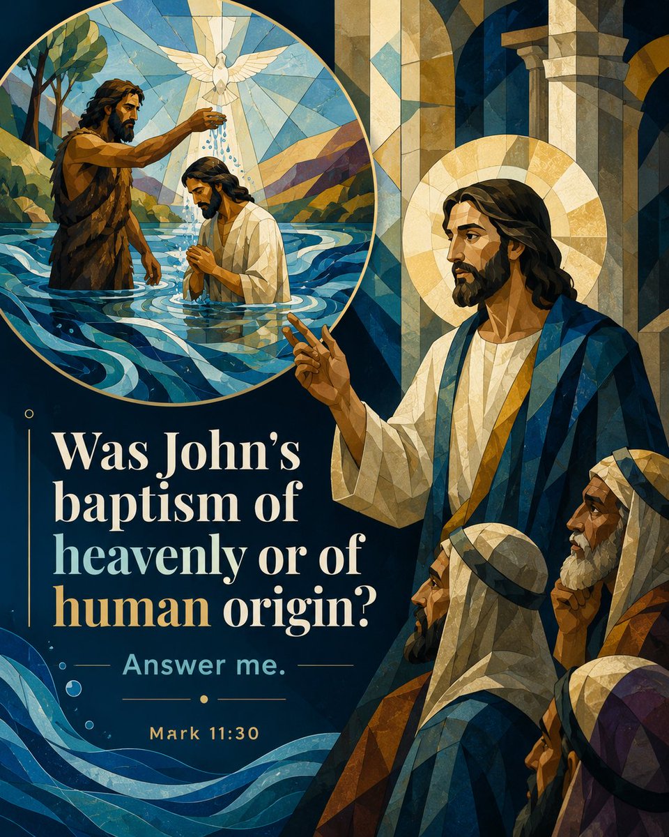 JessBarbeiro's tweet photo. John the Baptist didn’t flatter them.

He witnessed to the truth.

Chief priests: “By what authority are you doing these things?”

Jesus: “Was John’s baptism of heavenly or of human origin?”

They froze.

If they said heavenly, they’d have to admit they refused him.

If they said human, they feared the crowd.

So they chose evasion:

“We do not know.”

Jesus answered, “Neither shall I tell you by what authority I do these things.”

John came in camel hair and truth.

They came in robes and fear.

When heaven speaks, will we recognize it?

Or hide behind “We do not know”?

John’s witness still calls us:

Repent. Believe. Surrender. 🙏

#Catholic #Catholictwitter #CatholicX #Gospel #Mark11