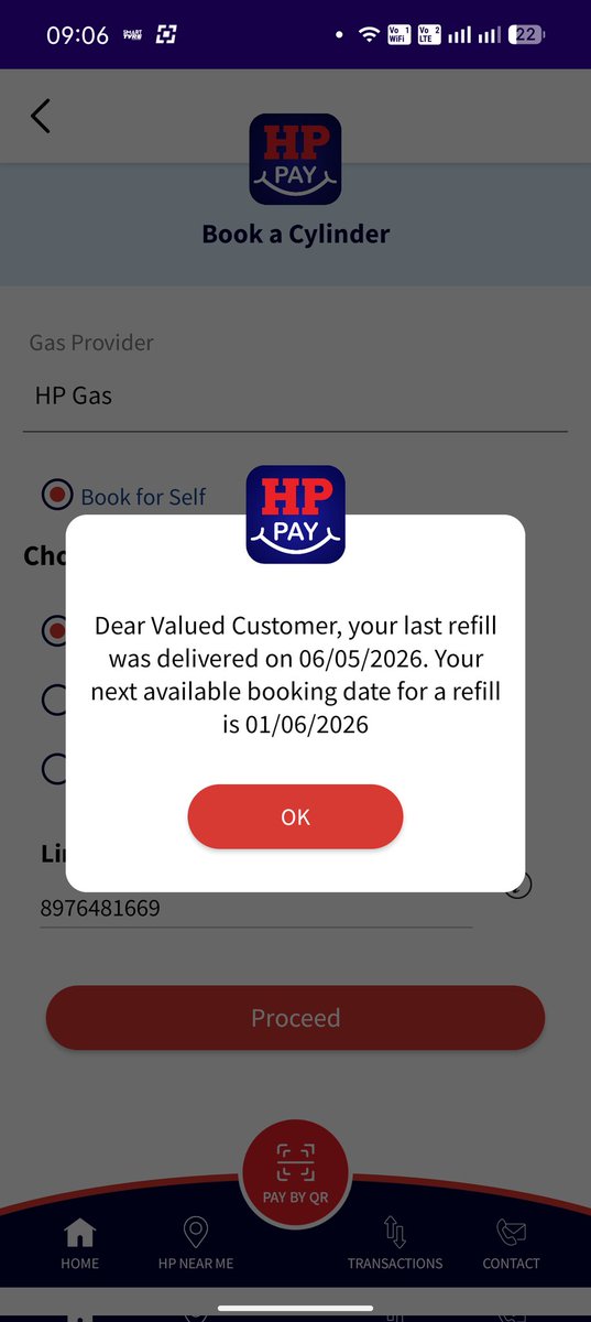 TheophilusSD's tweet photo. @HPCL why this discrimination?

Aap chronology samjhiye

1. I prepay and book lpg refill on 19th April 
2. Refill gets delivered after 17 days on 6th May
3. When I try to book a refill now, I am told to wait till 1st June (42  days from last refill booking)

So many questions 1/n https://t.co/1InAOuUf2Y