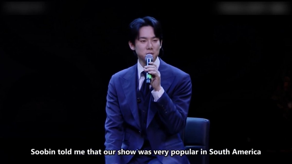 chenecstasy's tweet photo. Update, guys! 

Looks like the official VOD has a little mistranslation. 
Yeonseok actually said smth like .."uri soobinie and I talked about how our drama is very popular in south america and we talked how very amazing it is”

Jadi dia nggak bilang ya siapa duluan yang tau, cuma bilang mereka bahas soal itu bareng. 
Walau beda dari yang aku dengar sendiri, aku milih percaya dengan subtitle resmi (dan aku lupa waktu hari fanmeet pernah bahas fancam pas dia ngomong ini dan waktu itu translate nya bener)
tapi setelah di-reach out sama native speaker yang confirm kalo subtitle yang salah, I decide to post about this to let you guys know ☺️
