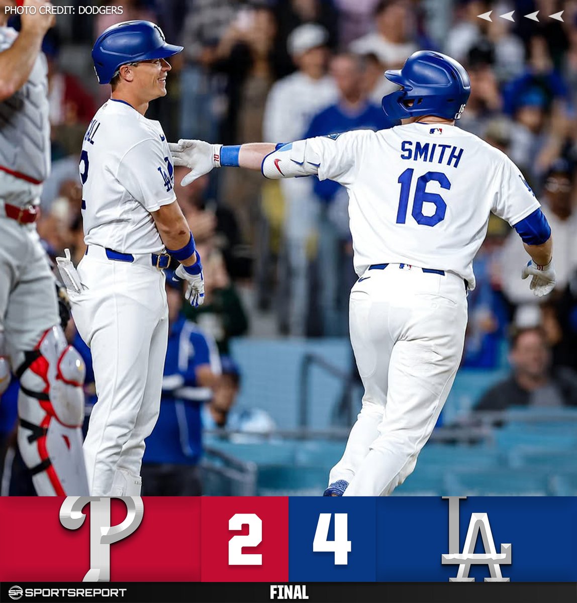 SRDodgers's tweet photo. DODGERS WIN!!! LA beats the Phillies to open the series!! https://t.co/Bg1fUMsaXE