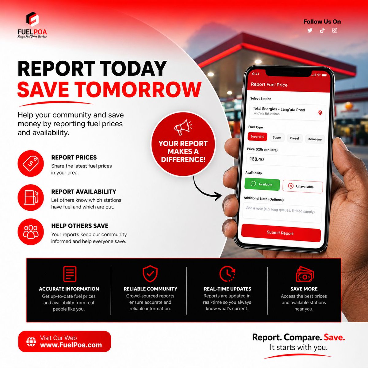 FuelPoa's tweet photo. Imagine knowing where to fuel before even starting your trip??👀
FuelPoa helps drivers compare fuel prices in real time, track trends, and make better decisions every time they visit a station.
Join today on https://t.co/VZitObWIv6  and save on every refill. https://t.co/7XYNkBeerh