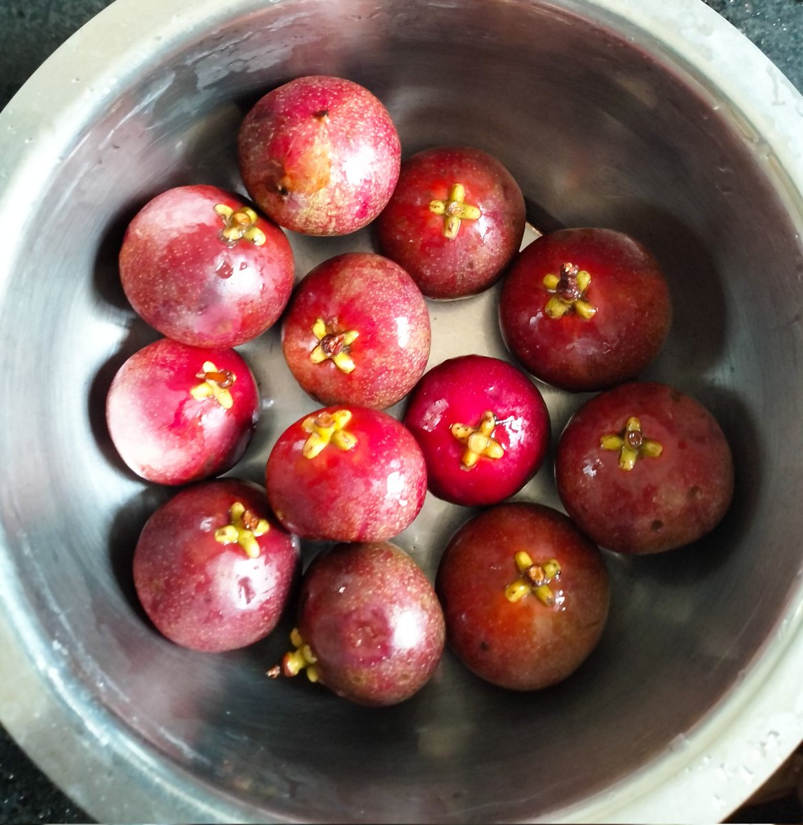 deepakbaliga's tweet photo. Look what I stumbled upon in Bangalore ! Fresh kokum fruit is such a rare sight in markets—it usually gets replaced by its cousin Mangosteen. Pulp juice is the best. Rind will catch some sunlight . #Kokum https://t.co/5PVOZT4QZr