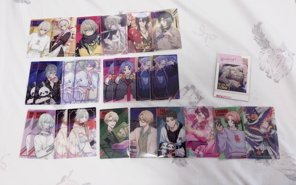 nQNya1's tweet photo. エイトリ　クリアカードコレクションvol.5　交換

求　
同種 潜または異種 潜（idのもの、フェア特典）
譲　
糖衣、琉衣、夜鷹、子タろ2、凪2、幾成2、來人、太緒、千弥（箔⇄箔）
セットでの交換希望してます。

郵送または都内手渡しになります。
ff外からも気軽にお声掛けください♩ https://t.co/7dkdHQoNux