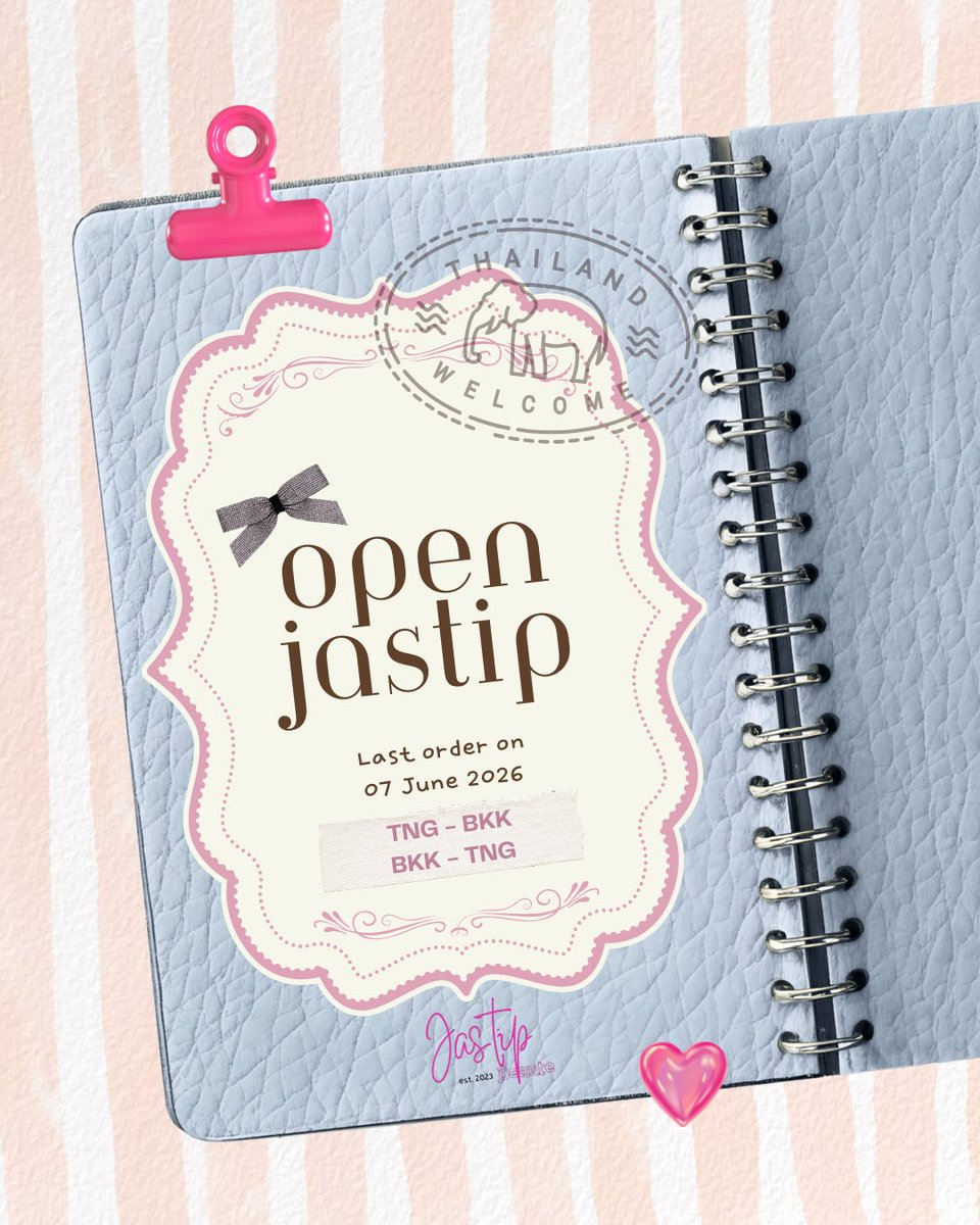 jjnxtg's tweet photo. 𐙚 OPEN JASTIP HANDCARRY HC #ths 

🛒 available for:
⟡ snack • drink • mie • skincare • random cute stuff
⟡ sharing bagasi

✈️ 3 - 7 juni 2026
📍 tangerang/bangkok

join group by dm ₊˚⊹ ᰔ https://t.co/XKaMdhHRGG