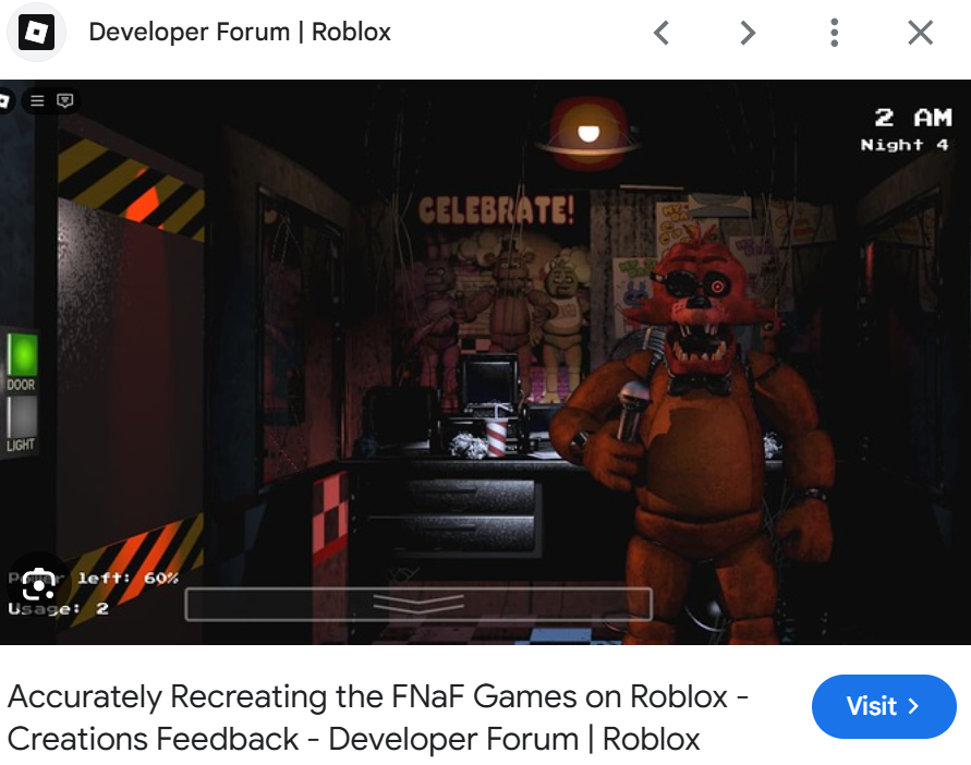 SurfRayChu's tweet photo. "accurately" recreating the fnaf games on roblox https://t.co/7MQfOr5yjF