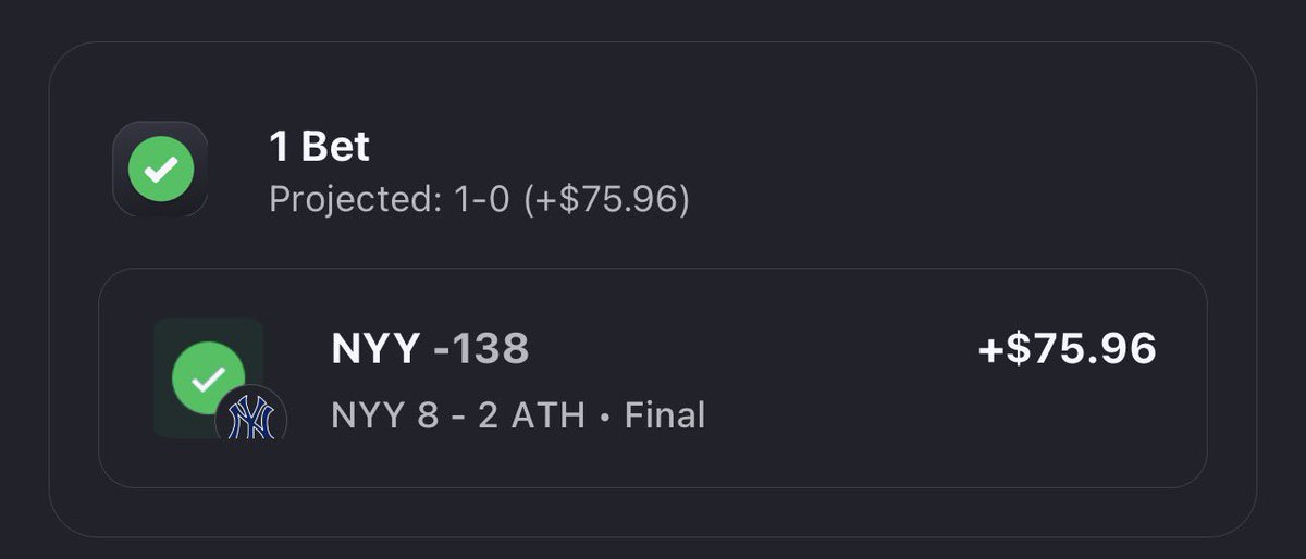 realROYLTY's tweet photo. 10K SAW, WHO CASHED WITH ME?👇❤️

NYY YANKEES MONEYLINE -138✅

3-0 ON FREE PLAYS AGAIN TODAY!😤 https://t.co/8plnY49GaD