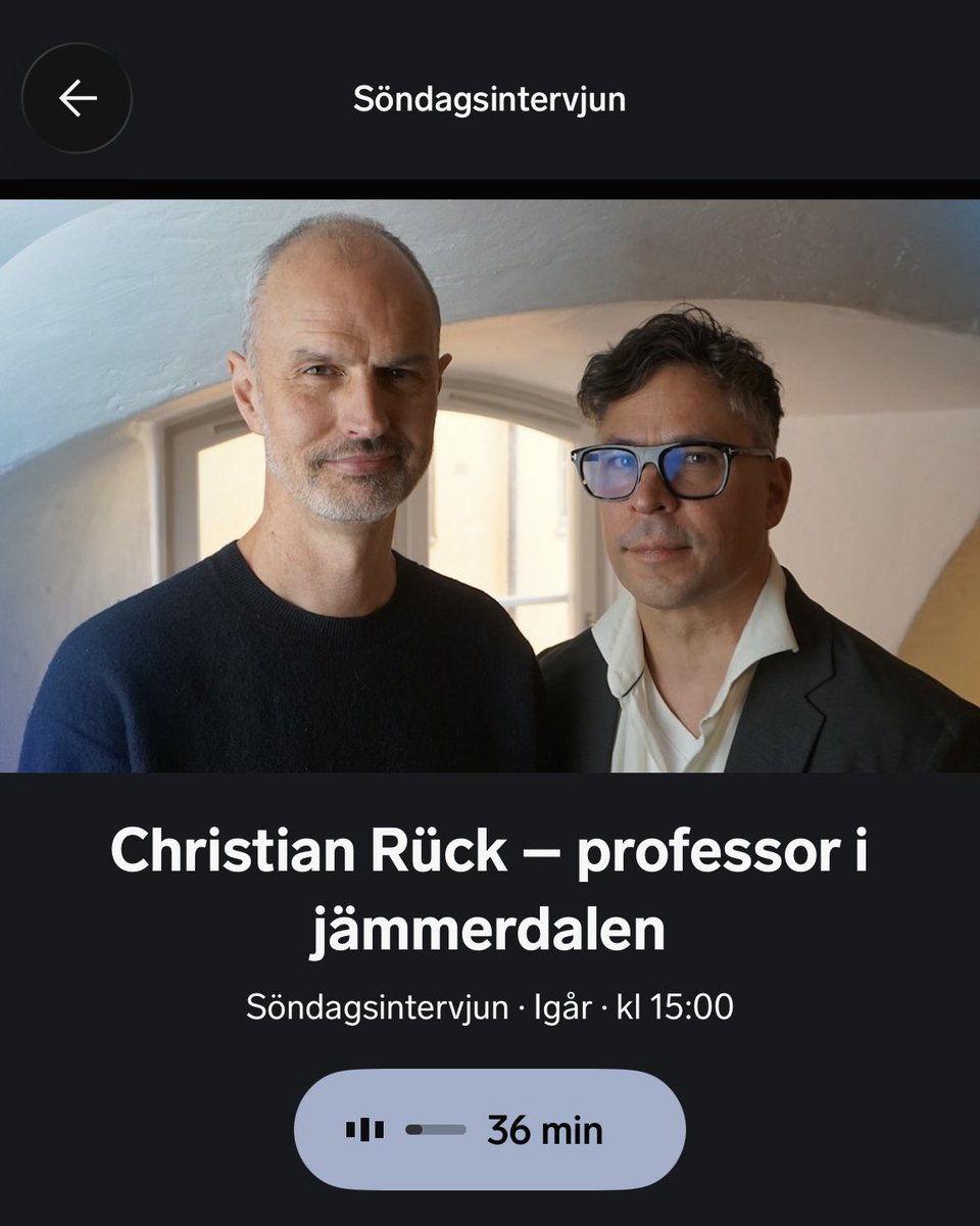 jklang's tweet photo. Martin Wicklin intervjuar psykiatriprofessor Christian Rück i Söndagsintervjun i P1, som skrivit böckerna ’Olyckliga i paradiset’ och ’Ett liv värt att leva’ och som snart släpper sin nya bok ’Generation Trauma’. 

Klokt och resonerande kring mycket av vår tids utmaningar kring hur folk mår i samhället, ökningen av neuropsykiatriska diagnoser och sökandet efter förklaringar kring varför man är som är. Relevant för vem som helst, men också för oss som själva jobbar i vården och psykiatrin.