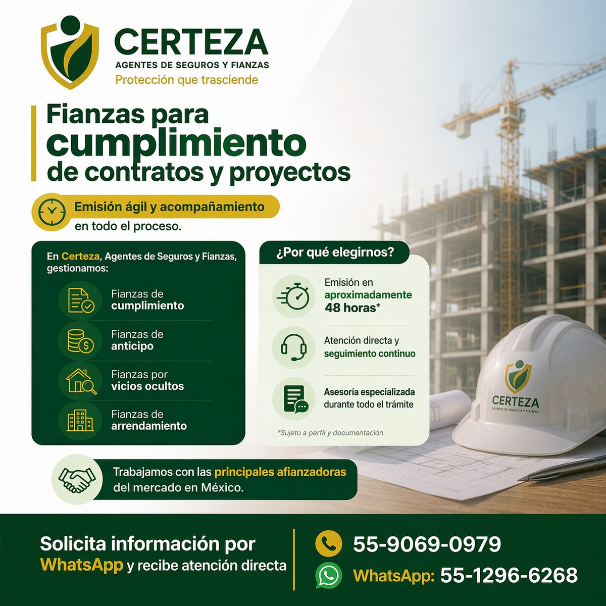 Certeza_agentes's tweet photo. Gestión de fianzas para obligaciones contractuales y proyectos formales.

Brindamos asesoría y acompañamiento en todo el trámite.

Trabajamos con las principales afianzadoras del mercado en México.

📲 Solicita información por WhatsApp: 55-1296-6268
📞 Teléfono: 55-9069-0979 https://t.co/ZnxMtGJhpd