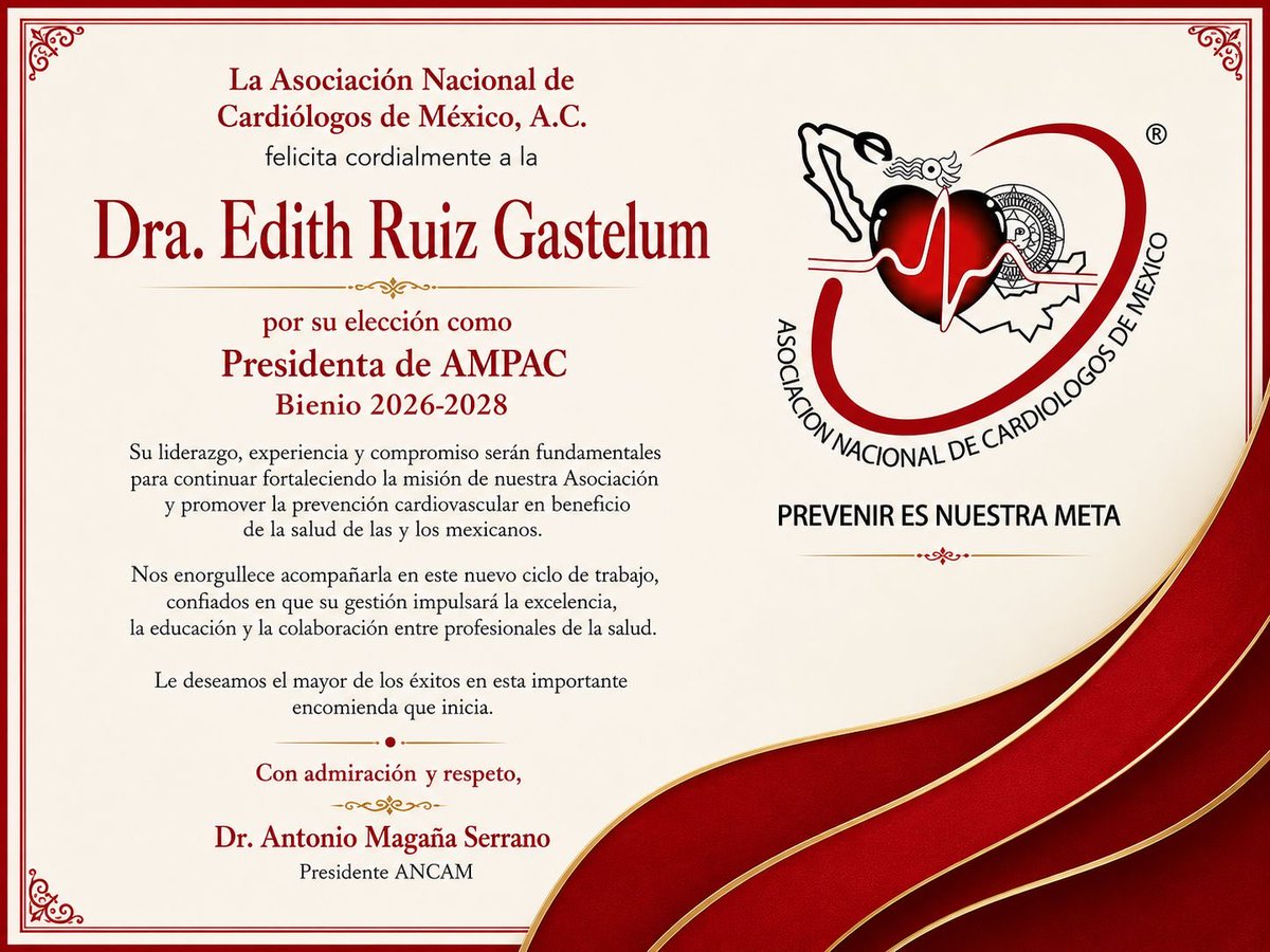 SoledadDurazo's tweet photo. La Dra. @EdithRuizCardio ha sido electa Presidenta Nacional de AMPAC @ACCinTouch @IssstesonGob ¡Felicidades! https://t.co/18FsPZN6mT