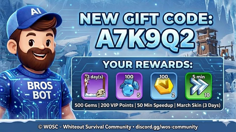 WOSCcommunity's tweet photo. 🎁 New Whiteout Survival Gift Code!

✨ Code: A7K9Q2
🎁 Free rewards available now
🔗 Join: https://t.co/dC3VEplhR7
⏳ Claim before it expires!
#WhiteoutSurvival #WOS #GiftCode #FreeRewards #Gaming #WOSRewards #GameOn #SurvivalGame https://t.co/mFPuNfvxwS