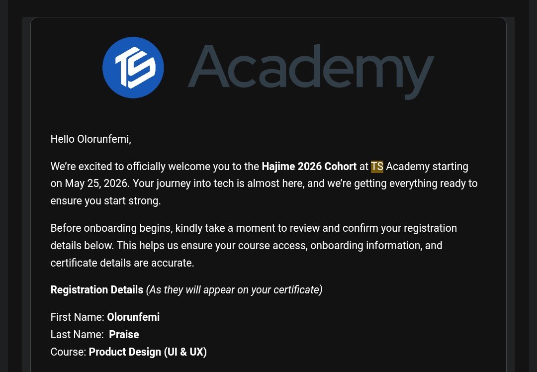 PraiseUX's tweet photo. 🚀 New chapter unlocked!

I just kicked off my Product Design (UI/UX) journey at @TechSphereAcad — Hajime Cohort, let's go!! 🎨🔥

I'll be building, learning &amp; sharing everything right here.

The journey starts today. Follow along 👇

#ProductDesign #UIUX #TSAcademy #HajimeCohort https://t.co/rEREJXcpux