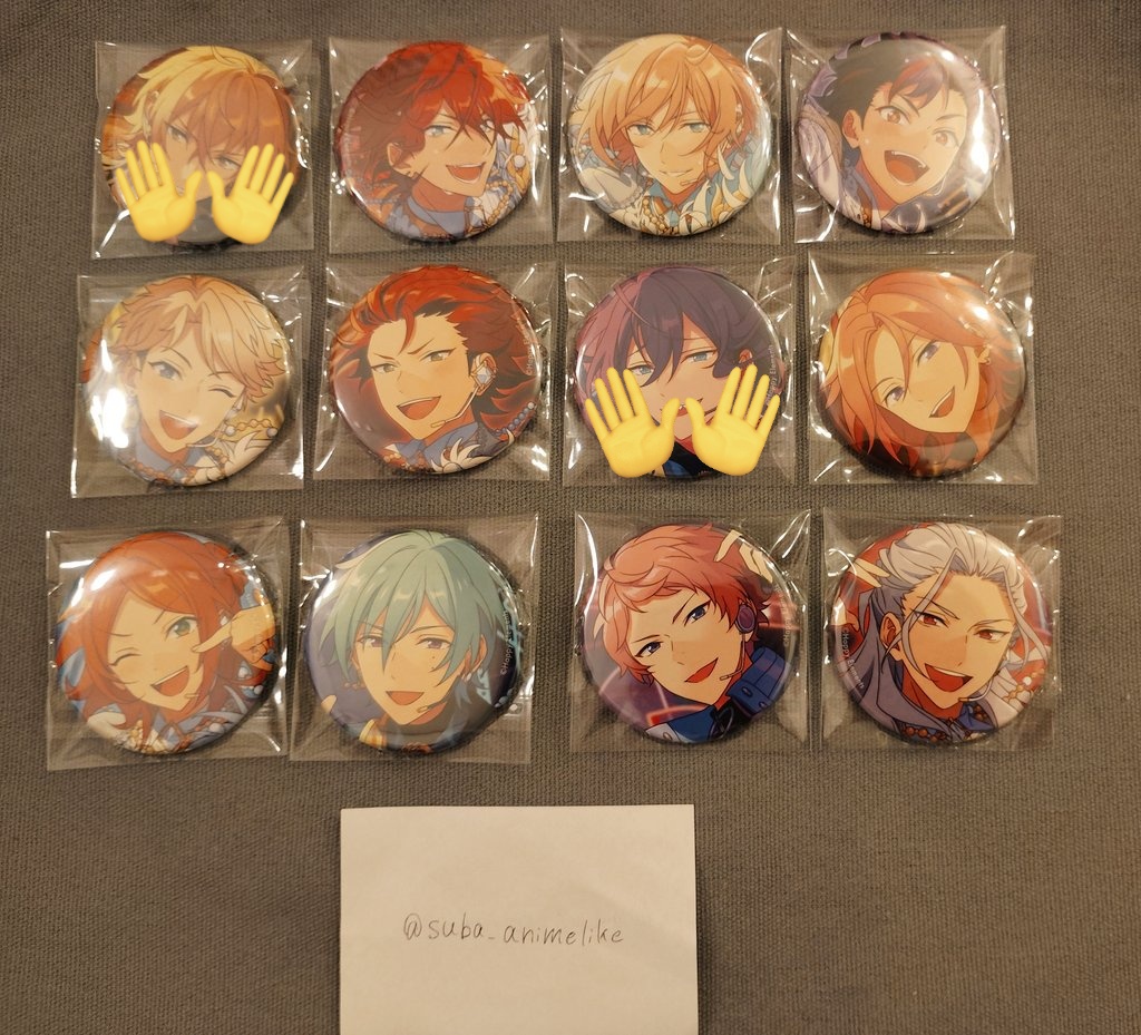 suba_animelike's tweet photo. 【交換】あんさんぶるスターズ あんスタ コレクション 缶バッジ コレ缶 2026 Feb Idol side 

譲:燐音 英智 鉄虎2 嵐 紅郎 こはく ゆうた 巽 宗 凪砂

求:同種 北斗

・郵送交換 or 池袋にて手渡し
・ポスト投函もご了承いただける方
・1点〜〇

お気軽にお声掛けください🌸 https://t.co/pBAvJu8kky
