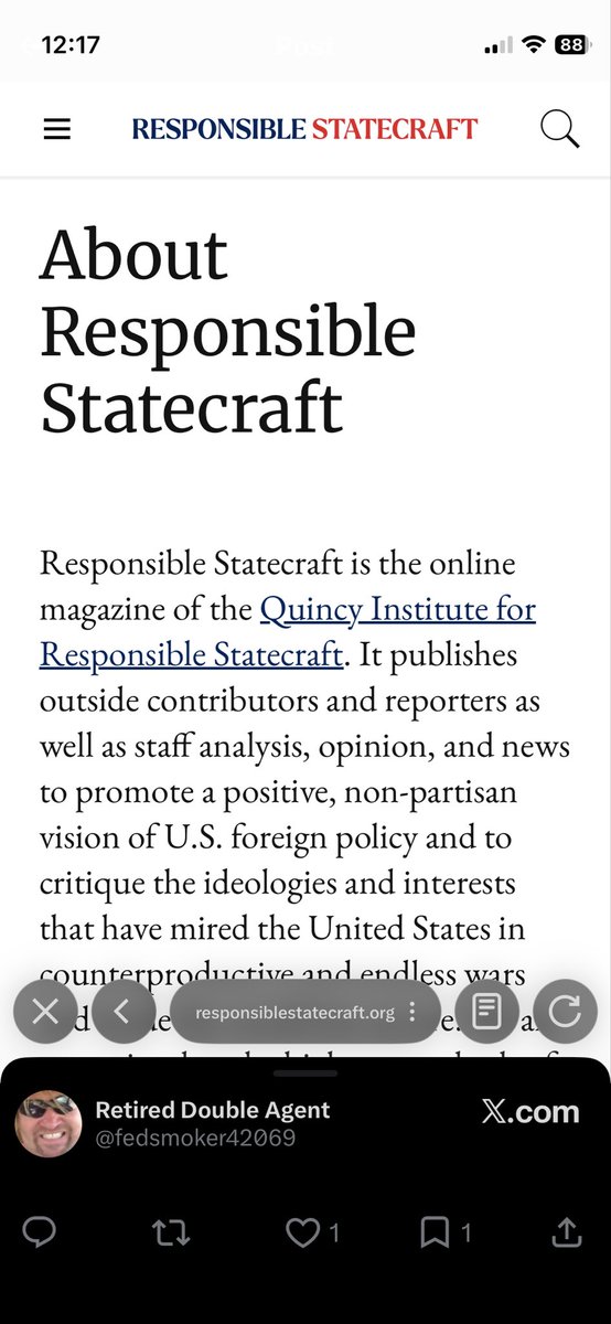 ShaftTX's tweet photo. @fedsmoker42069 @RealDrJaneRuby Sorry…not buying this bullshit. Just clicking the “resources” lines shows Responsible State Craft is funded by Quincy Institute (think tank), which in turn is funded by Soros and other globalist orgs… https://t.co/CFvzWIr9MB
