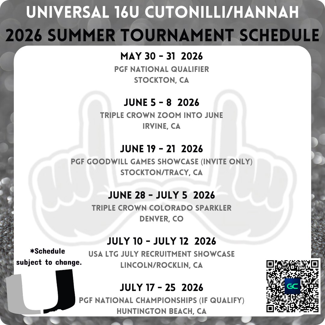 Universal16Gold's tweet photo. Our up to date team profile sheet and a summer schedule! Come check our girls out at the field this summer! 🖤🥎🤍🙌🏻 https://t.co/6KNlZftnqW