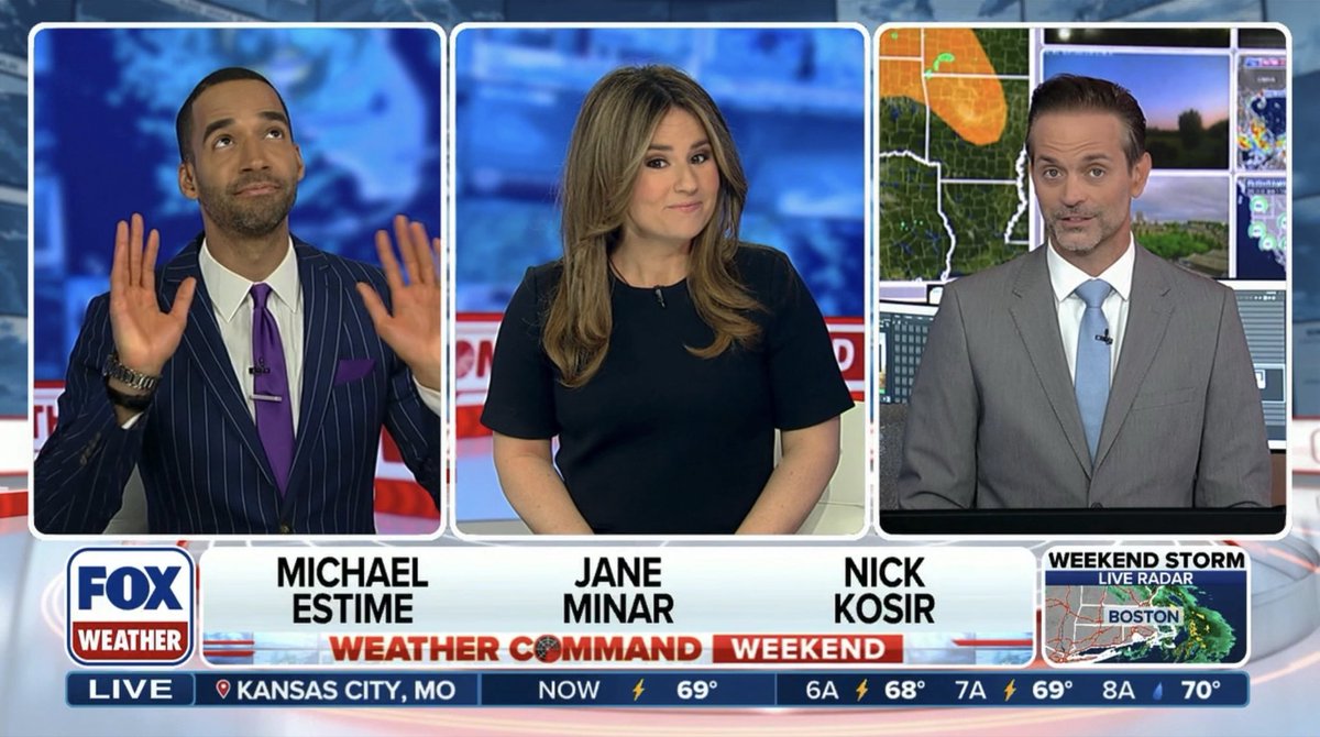 BetweenDaCleats's tweet photo. @JaneMinarWX @MichaelEstimeWX and Nick Kosir saying their Hail Marys this morning on @foxweather ! https://t.co/ukBJ6xNQOa