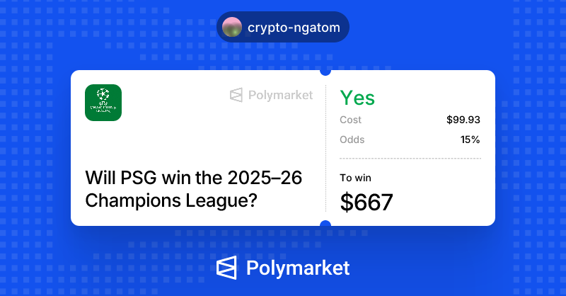 crypto_ngatom's tweet photo. my bets for the final 
maybe i will add more 
#UCL #POLYMARKET $POLY https://t.co/UwkXsFoB2i