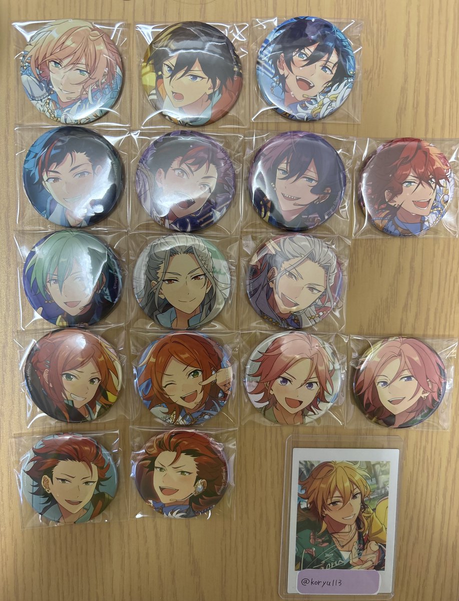 koryu113's tweet photo. 【交換 譲渡】あんスタ コレクション 缶バッジ 2026 Feb. casual idol コレ缶

譲: 英智 北斗 鉄虎 マヨイ 燐音 巽 凪砂 ゆうた こはく 紅郎

求: 画像3or 定価(+送料)

⟡ 郵送 ≫都内手渡し(日時要相談)
⟡星4は300円/個、交換は比率違い可
画像2は全て黒点等の初期不良あり、お問い合わせ予定
⬇️ https://t.co/GB3CirFEpm