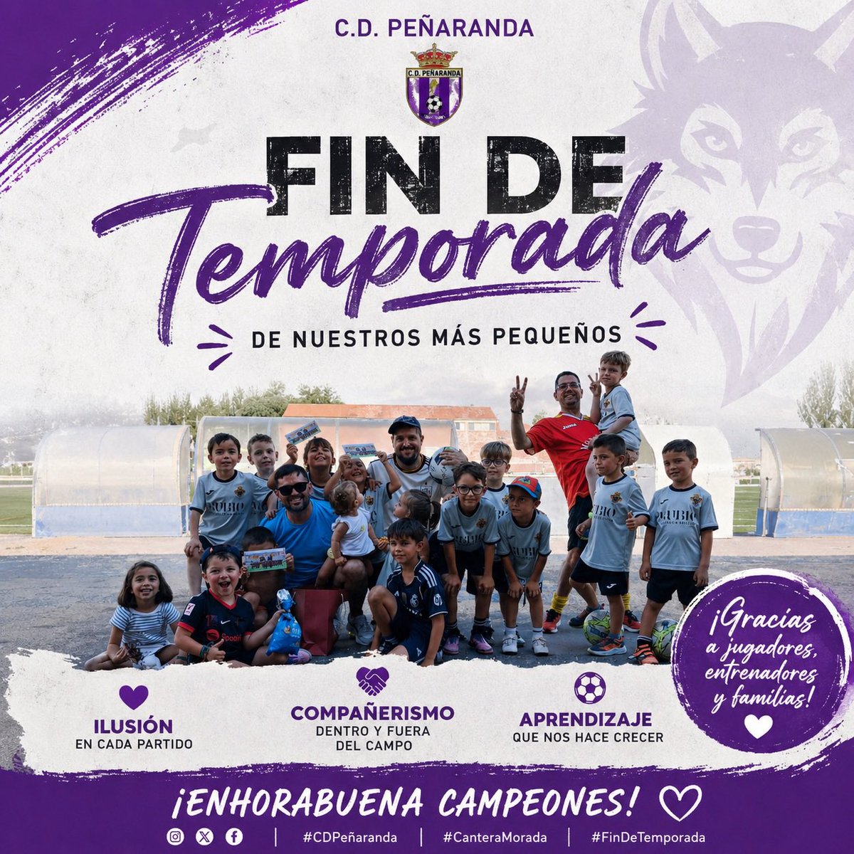 CDPearanda's tweet photo. 💜🐺 Fin de temporada para los cachorros más pequeños de la cantera del CD Peñaranda.

Un año de ilusión, aprendizaje, amistad y mucha diversión. Gracias a familias, entrenadores y jugadores por hacerlo posible.

¡El futuro morado está en buenas manos! ⚽💜 #CREANDOFUTUROCDP https://t.co/le7qLjVtgI